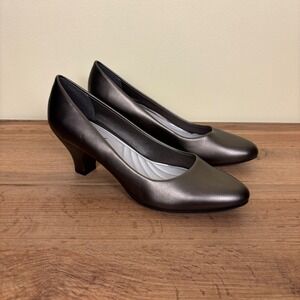 EASY STREET Fabulous Pump Pewter Women Size 11 Metallic Round Toe Formal Office